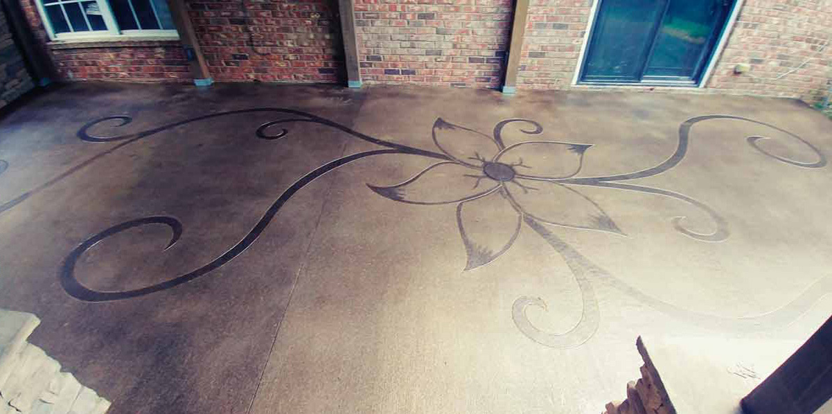 Flower Concrete Design on Patio