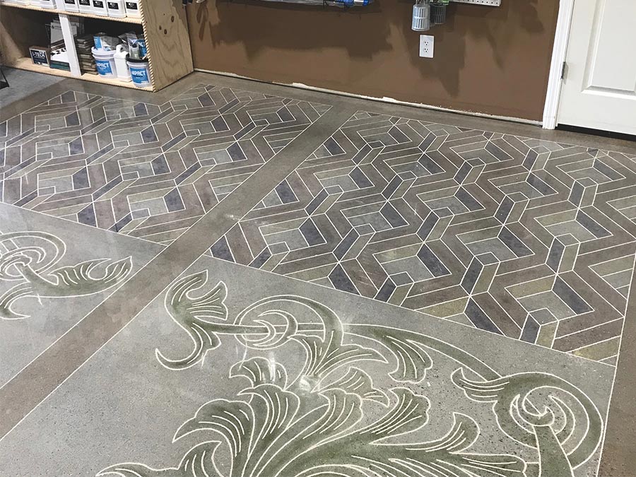 warehouse floors featuring Venetian-inspired 3-D designs