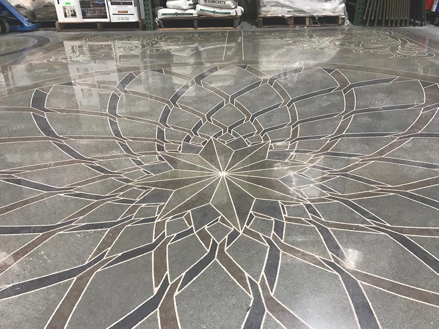 warehouse floors featuring Venetian-inspired designs